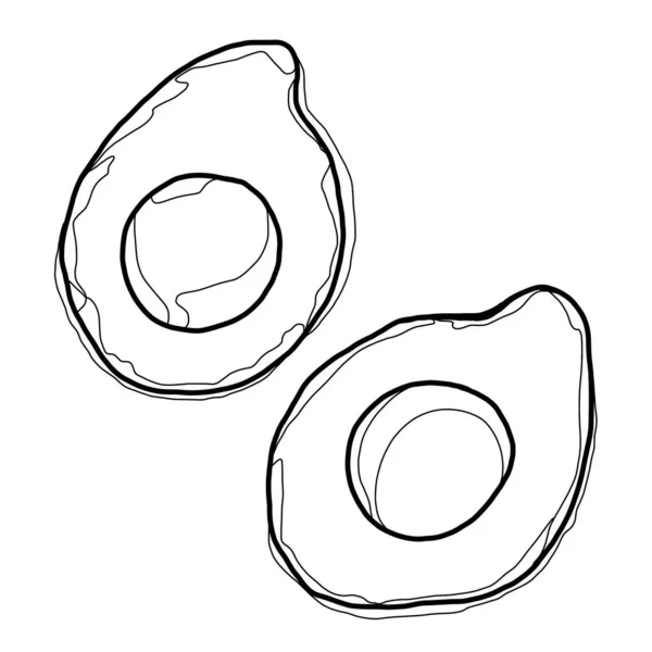 Minimalistic Illustration Avocado Drawn White Background Black Lines Idea Organic — Photo