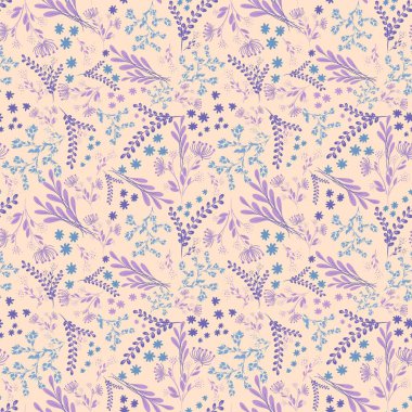 Seamless pattern with small flower sprigs. Pattern for textiles, wallpaper, wrapping paper, accessories. Print for clothes, shoes, postcards, invitations, greetings.