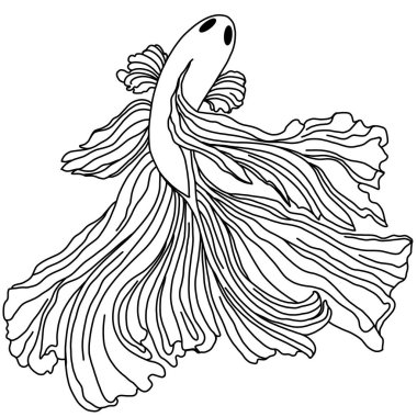 Balıkların minimalist çizimi. Dövme için fikir. Bir balığın doğrusal sadeleştirilmiş görüntüsü. Tekstil, aksesuar, logo, poster baskısı.