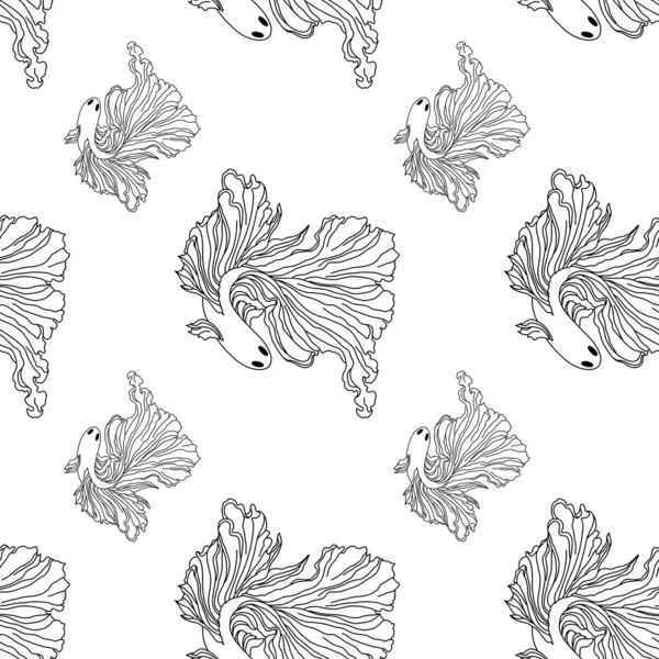 Безшовний Мінімалістичний Візерунок Намальованою Рибою Простий Візерунок Лініями Анімаційний Принт — стокове фото