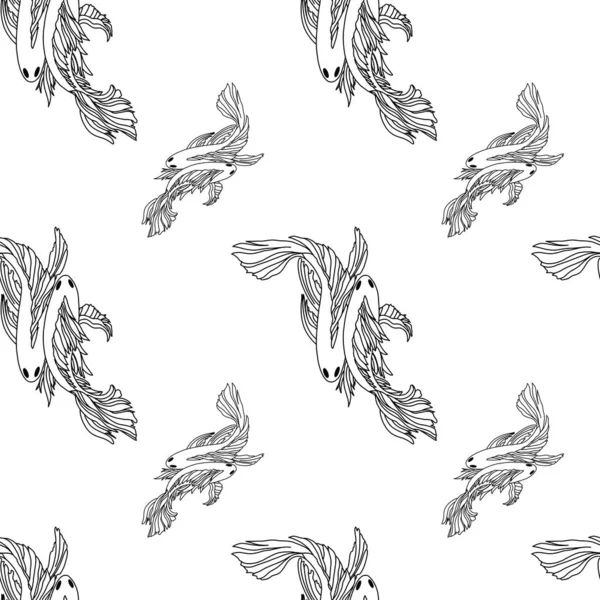 Безшовний Мінімалістичний Візерунок Намальованою Рибою Простий Візерунок Лініями Анімаційний Принт — стокове фото