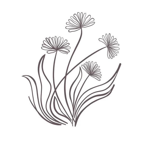 抽象的な背景 ミニマルな手描きの植物画 ロゴやタトゥーのイラスト招待状は日付カードを保存 — ストック写真
