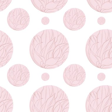 Pembe tonlarda kusursuz çiçek deseni. Pembe soyut çemberler. Kusursuz kumaş deseni. bir geometrik desen örneği