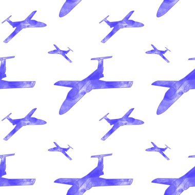 Mor gölgeli uçaklar çizilmiş kusursuz çocuk desenleri. Renkli düzlemlerle minimalist desen.