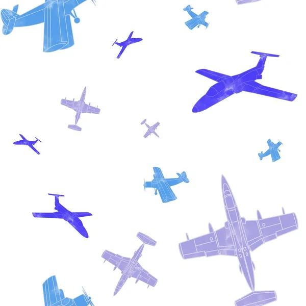 Padrão Crianças Sem Costura Com Aviões Desenhados Tons Roxos Padrão — Fotografia de Stock