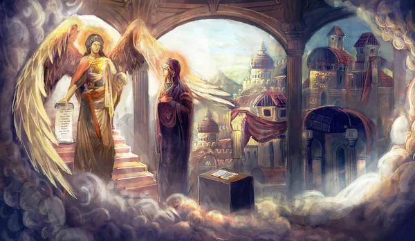 Jungfrau Maria Und Erzengel Gabriel Verkündigung — Stockfoto