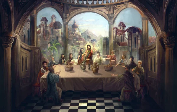 Библейская История Последнем Ужине — стоковое фото