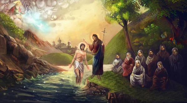 Batismo Jesus Cristo — Fotografia de Stock