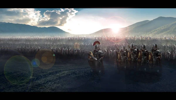 Römische Soldaten Und Ihr General — Stockfoto