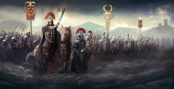 Rzymscy Żołnierze Ich Ogólne — Zdjęcie stockowe