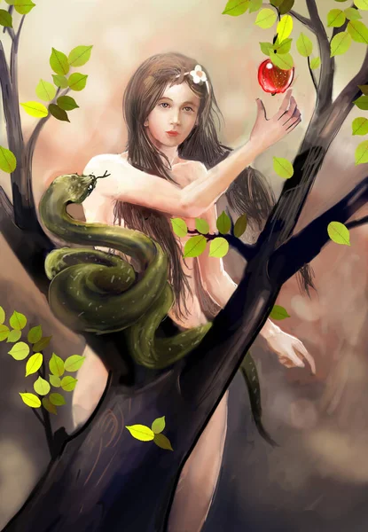 Eve Eating Forbidden Fruit — стоковое фото