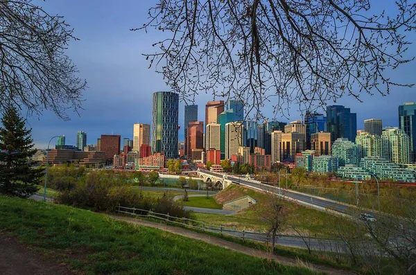 Panoramic View Downtown Calgary Cloudy Day — Stock Photo, Image