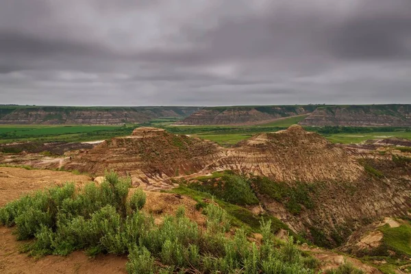 Moody Clouds Drumheller Canyon — Stock Photo, Image