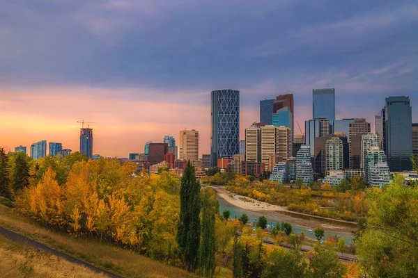 Fall Sunrise Downtown Calgary — Stock Photo, Image