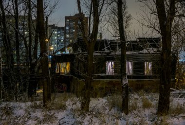 Slavyanskaya St.; 1; Ust-Slavyanka bölgesi; Saint Petersburg; Rusya. 29 Ocak 2021. Şair Slepulkin 'in evinin kalıntıları. FN Sleimpkin 'in hanı kültürel mirasın bir nesnesi. 1820-1830 'larda inşa edilmiş.. 