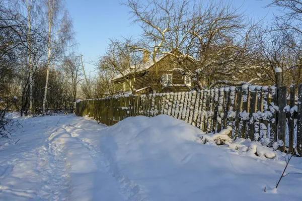 Restes Vieilles Maisons Bois Dans Village Ust Slavyanka Dans Domaine — Photo