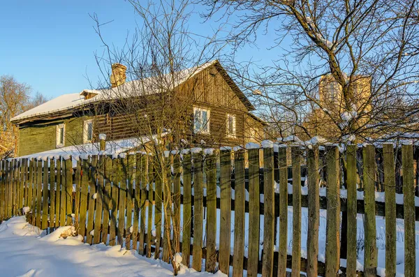 Restes Vieilles Maisons Bois Dans Village Ust Slavyanka Dans Domaine — Photo