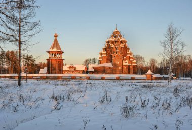 Leningrad bölgesindeki Nevsky orman parkında bulunan Katedral. 16 Aralık 2012. 