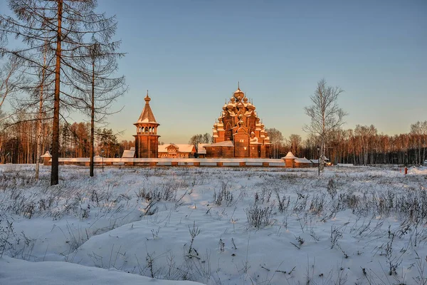Leningrad bölgesindeki Nevsky orman parkında bulunan Katedral. 16 Aralık 2012. 