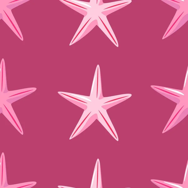 Vector Hand Drawn Seamless Repeating Simple Pattern Pink Starfish Pink — Vector de stock