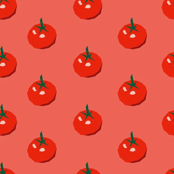 Red Tomatoes Vegetables Seamless Pattern Made Cartoon Flat Style Vegetarian — Stockvektor