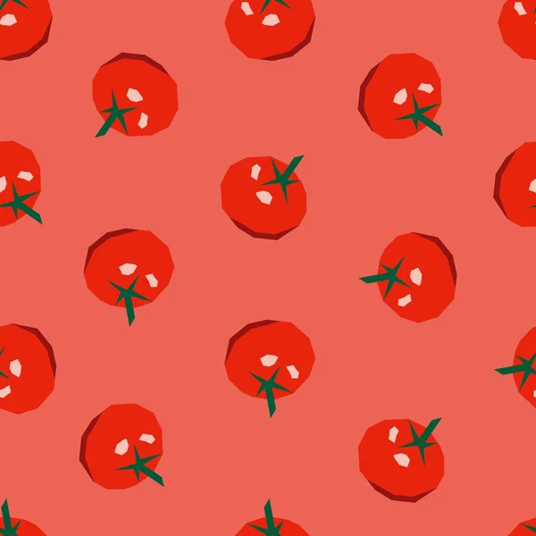 Red Tomatoes Vegetables Seamless Pattern Made Cartoon Flat Style Vegetarian — Stock Vector