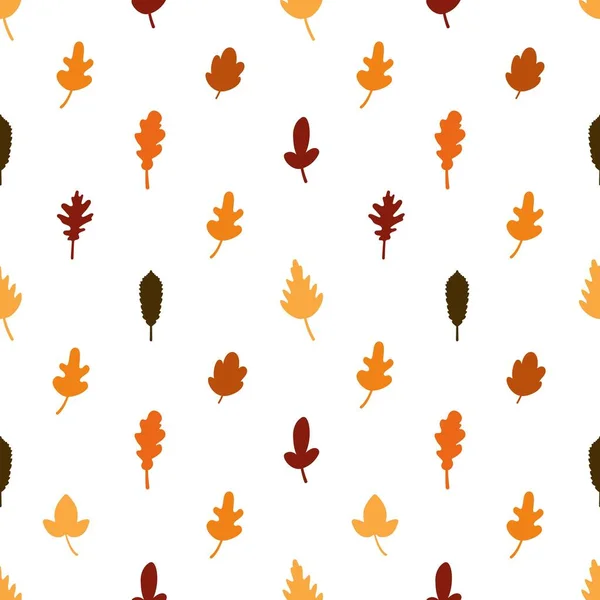 Autumn Seamless Pattern Fall Leaves Collection Cartoon Style — Stock Vector