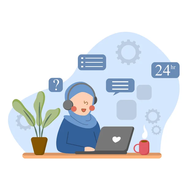 Müşteri hizmetleri illüstrasyonu olarak tesettürlü kadın 