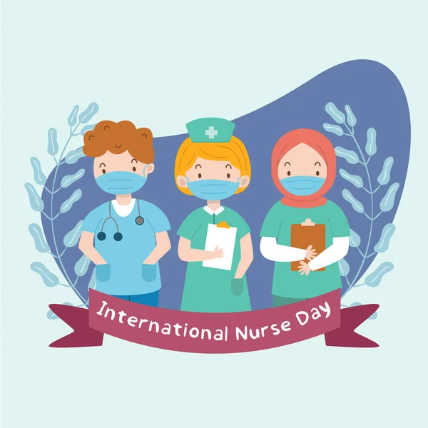 Ilustração Internacional Dia Enfermeiro Com Caráter Enfermeiro — Vetor de Stock