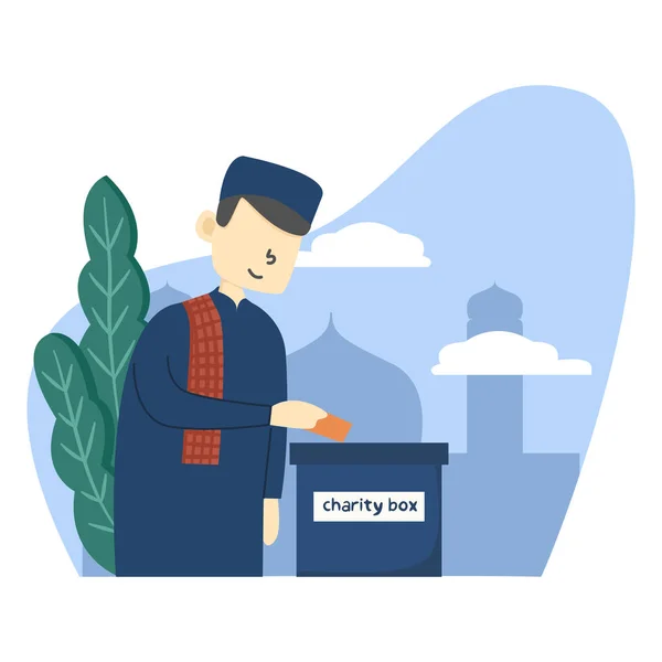 Müslüman adam bağış illüstrasyonu yapıyor 