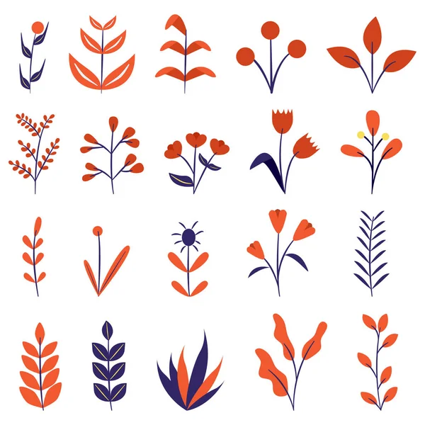 Folhas Desenhadas Mão Arte Clipe Flor — Vetor de Stock