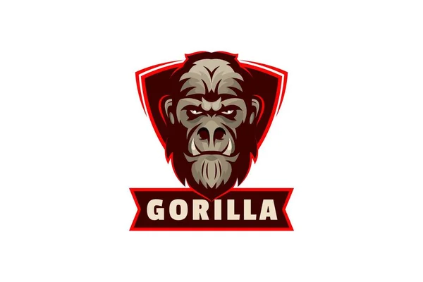 Gorillahuvud Maskot Logotyp — Stock vektor