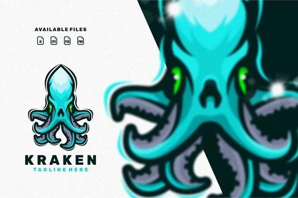 Kraken Tecken Maskot Logotyp Stockillustration