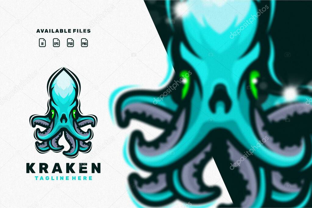 Kraken character mascot logo
