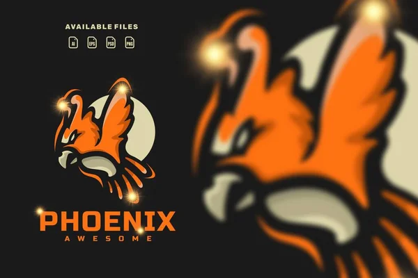 Phoenix Fågel Maskot Logotyp — Stock vektor