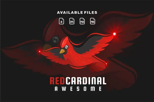 Röd Kardinal Fågel Maskot Logotyp — Stock vektor