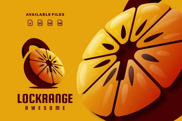 Orange Lås Säkerhet Logotyp Stockvektor
