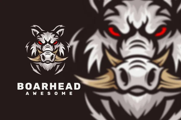 Boar Head Character Mascot Logo — Stock Vector