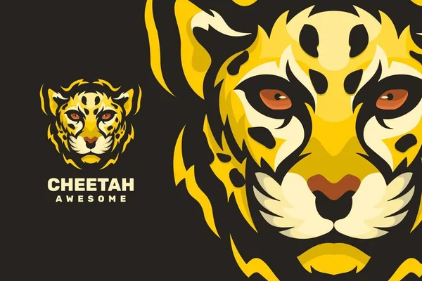 Cheetah Huvud Karaktär Maskot Logotyp — Stock vektor