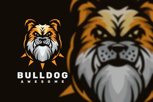 Bulldog Testa Personaggio Logo Della Mascotte — Vettoriale Stock