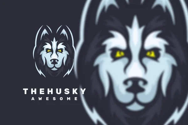 Husky Huvud Karaktär Maskot Logotyp — Stock vektor