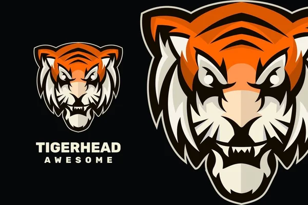 Tigerhuvud Karaktär Maskot Logotyp — Stock vektor