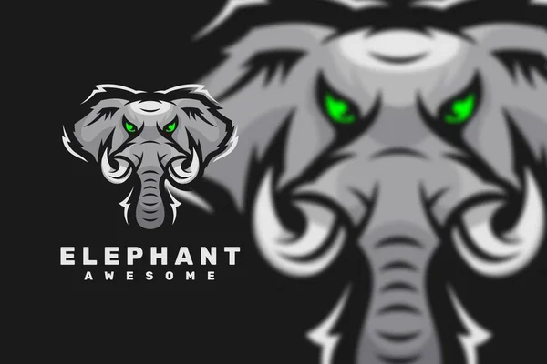 Elefant Huvud Tecken Maskot Logotyp Stockillustration