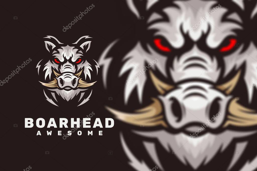 Boar head character mascot logo