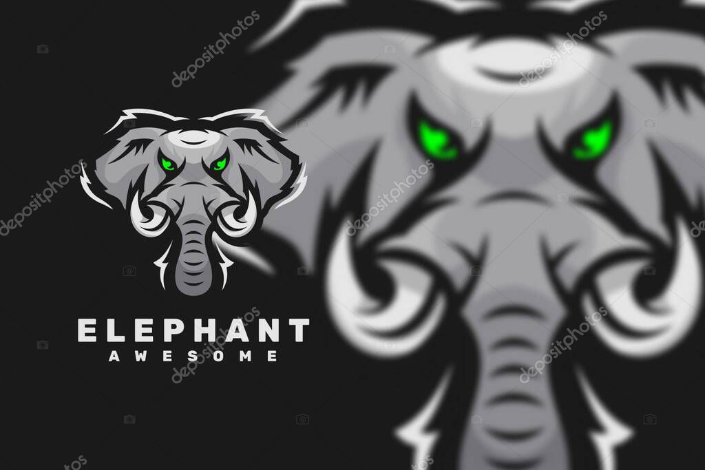 Elephant head character mascot logo