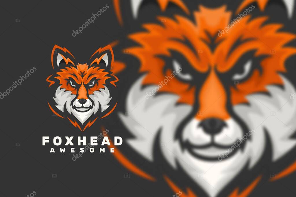 Fox head character mascot logo