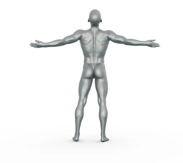 Render Retrato Textura Metal Plateado Personaje Masculino Actuando Posando Cuerpo — Foto de Stock