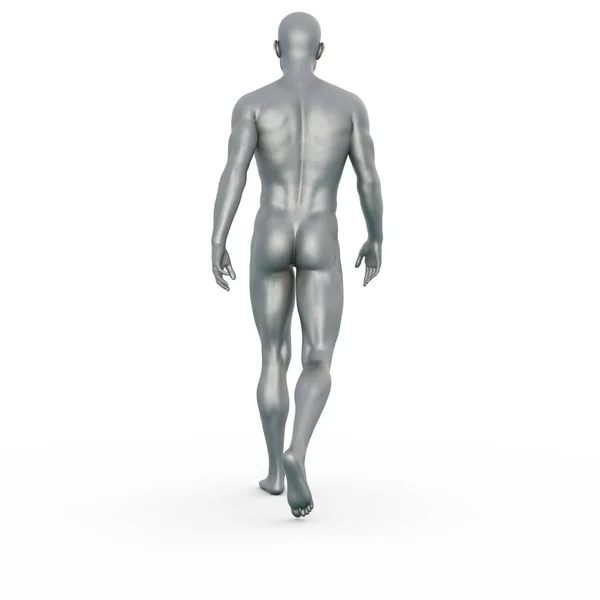 Render Portrait Silver Metal Texture Male Character Acting Posing His — Stock Photo, Image