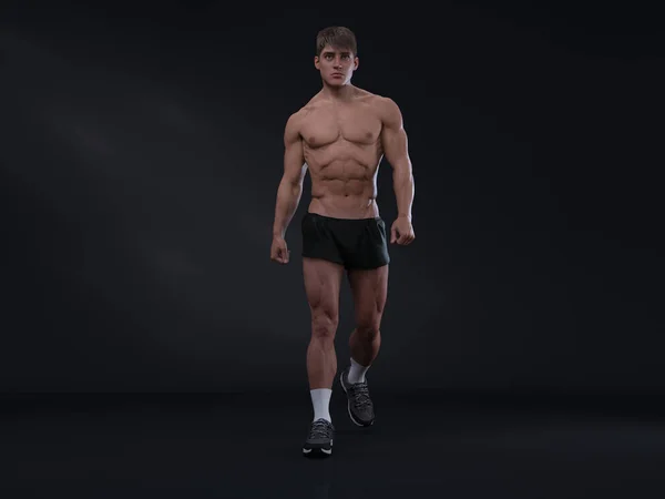 Representación Retrato Pie Mesomorfo Masculino Muscular Tipo Cuerpo — Foto de Stock