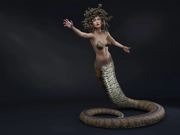 Render Medusa Gorgon Karaktär Från Grekisk Mytologi Kvinnlig Karaktär Från — Stockfoto